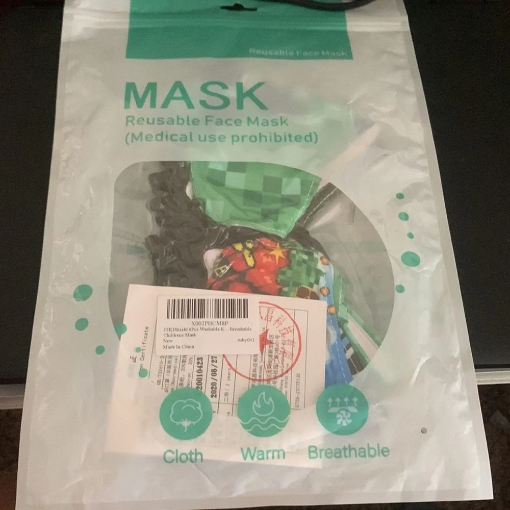 NWT Kids 6pcs Gamer Reusable Washable Breathable children mama set
